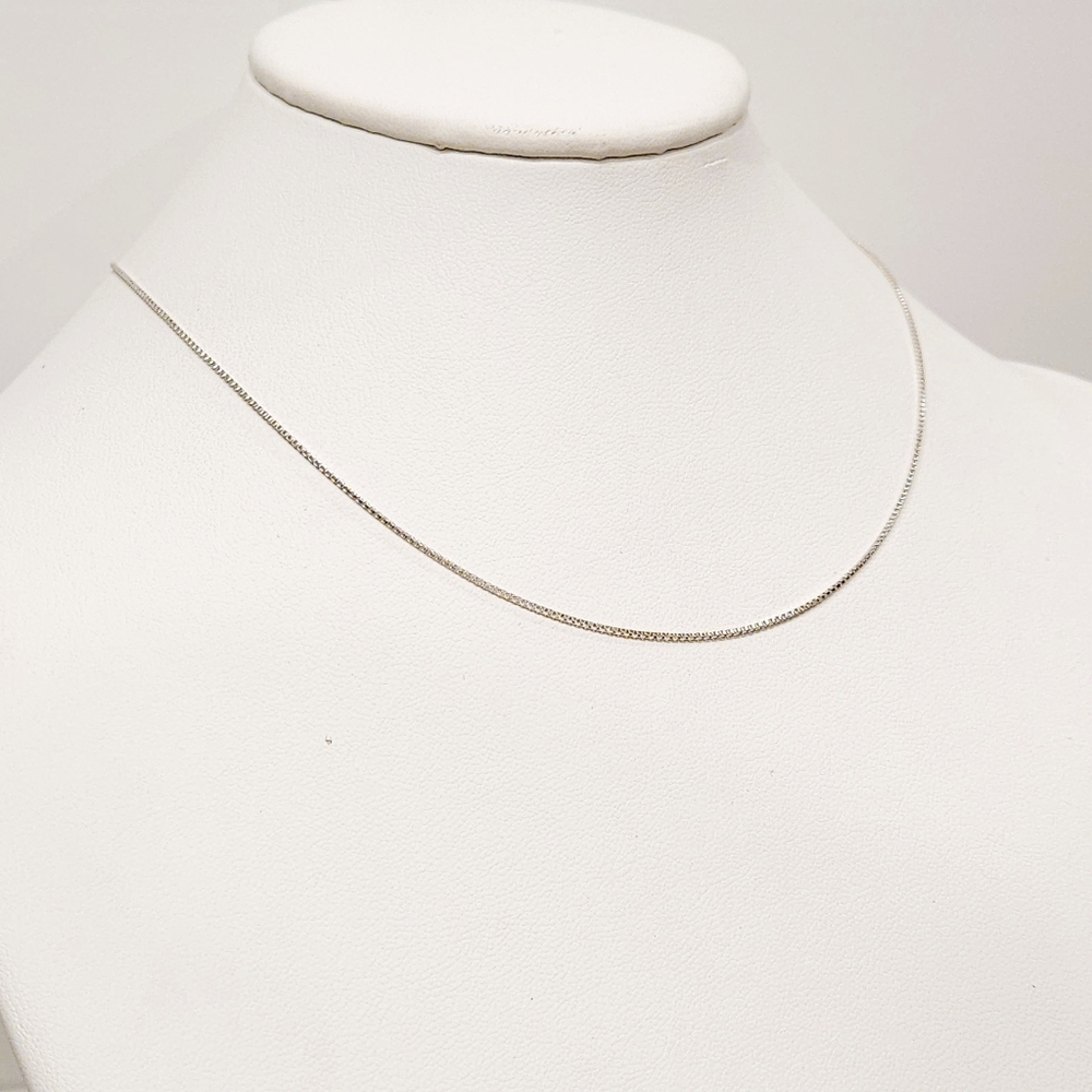 Italy 925 Vintage Sterling Silver Box Chain Necklace 16.5-inch